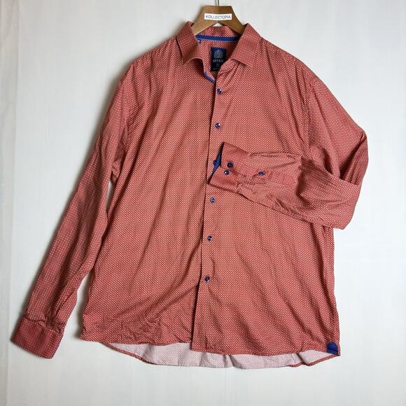 Designer Brand AVENUE 21 Button Sport‎ Shirt Rust Red Cotton MEN'S 2XL MSRP $145 - Picture 2 of 11
